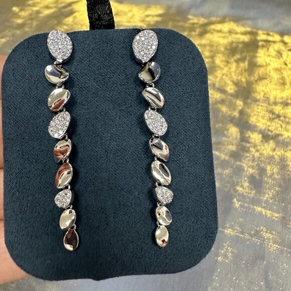 APM Monaco Galet Sterling Silver Silver Teardrop Earrings - Picture 3 of 6